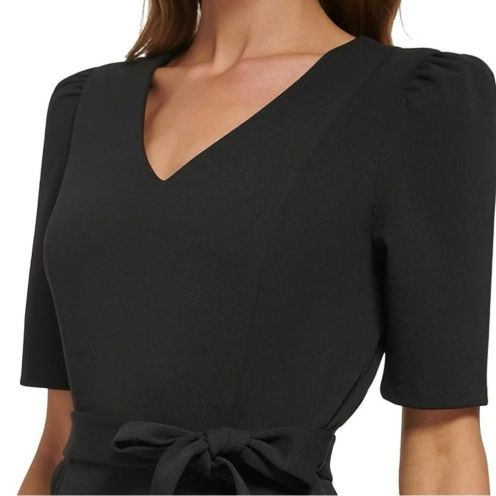 DKNY Short Sleeve V-Neck Tie Waist Jumpsuit 2 - Picture 5 of 7